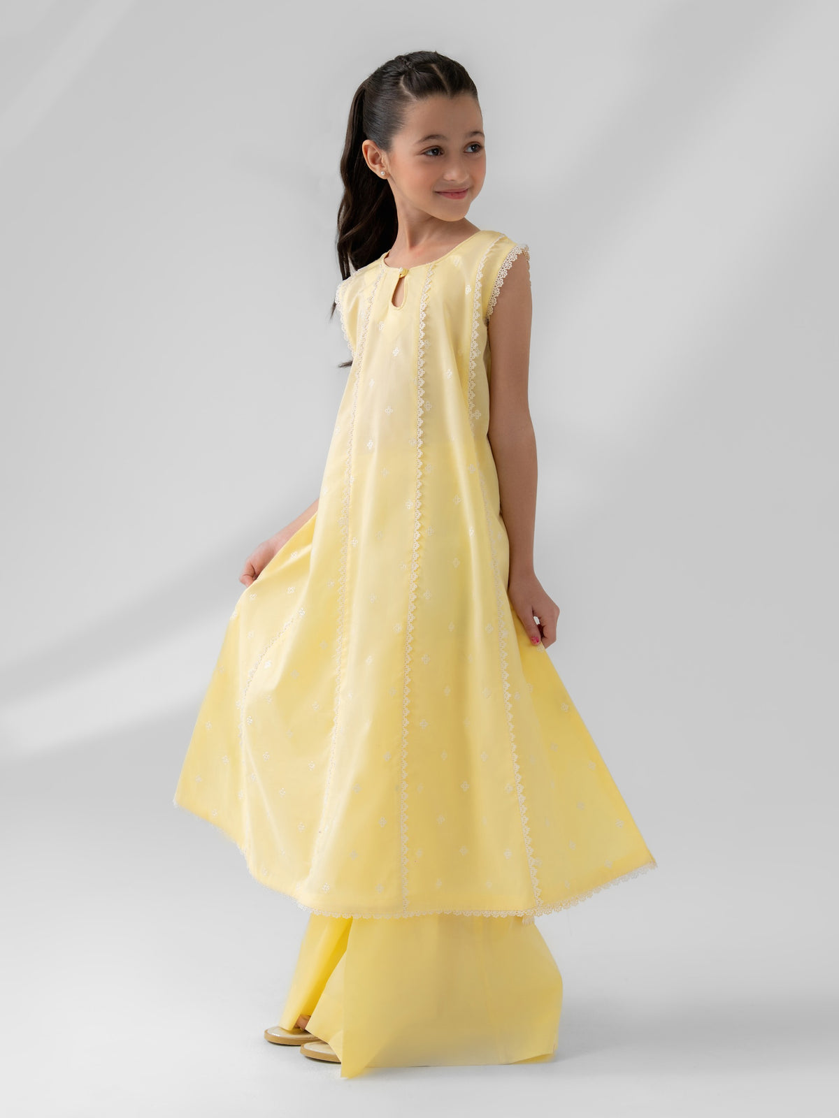 (Kids) 2 Piece - Embroidered Cambric Suit FKD-093