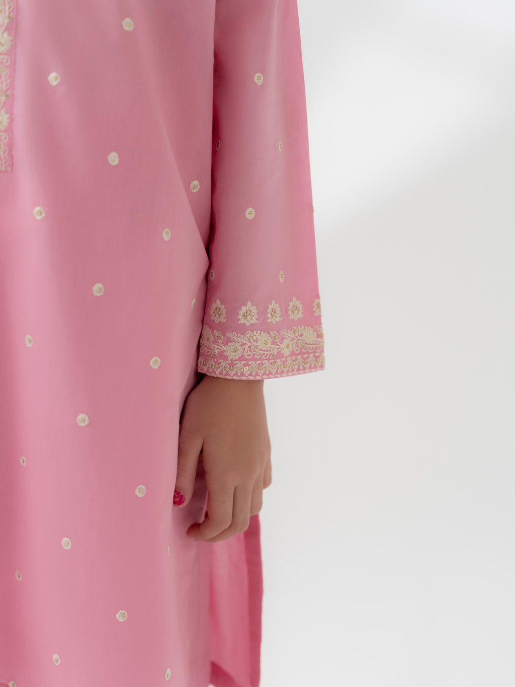 (Kids) 2 Piece - Embroidered Cambric Suit FKD-092
