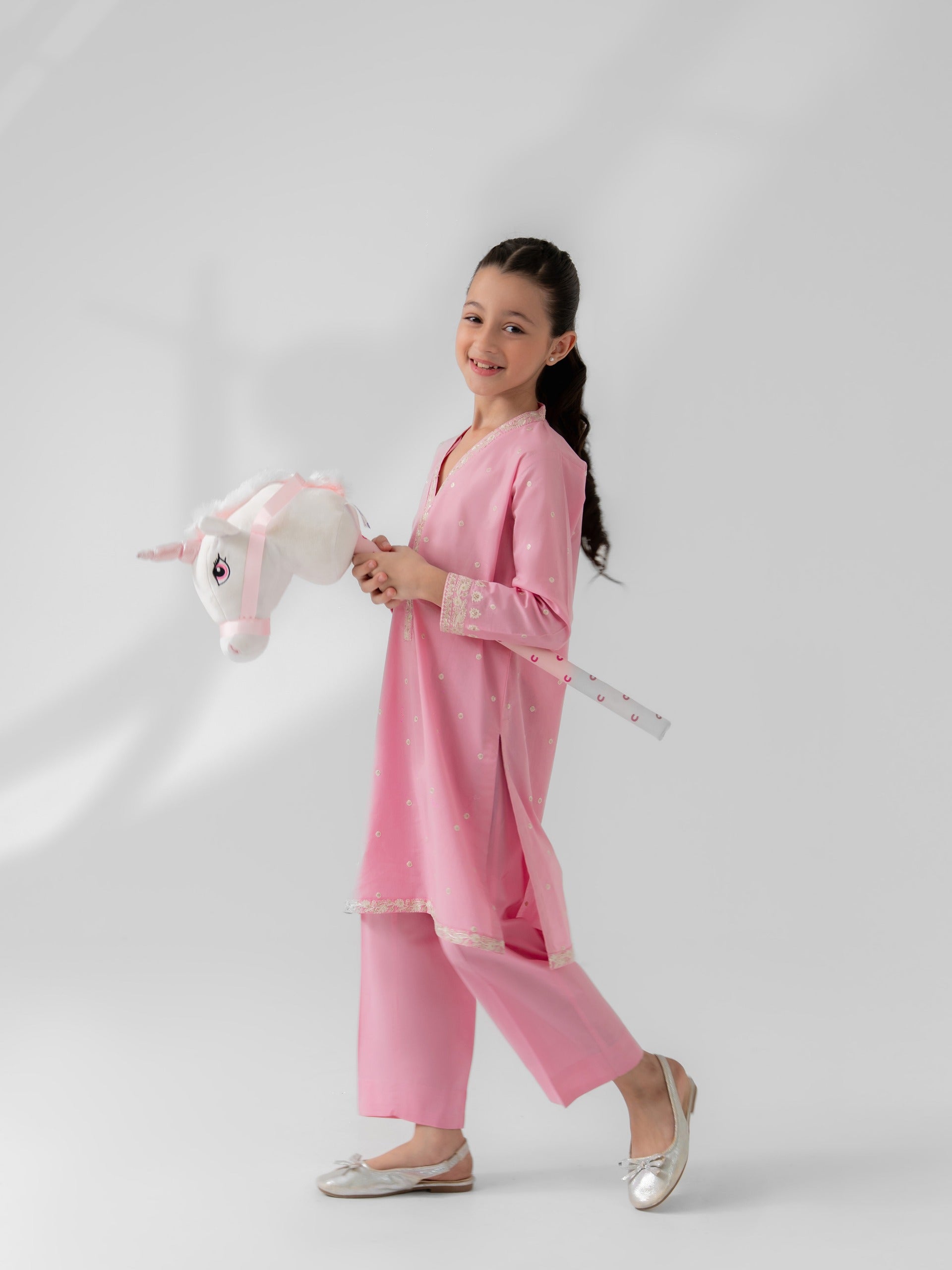 (Kids) 2 Piece - Embroidered Cambric Suit FKD-092 Secondary image