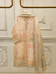 3 Piece - Pure Embroidered Cotton Net Suit S112478