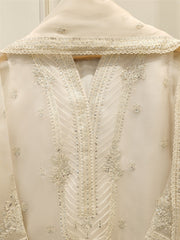 3 Piece - Pure Organza Embroidered Suit S112454