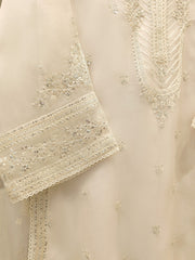 3 Piece - Pure Organza Embroidered Suit S112454