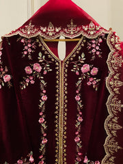 3 Piece - Embroidered Velvet Suit S112849