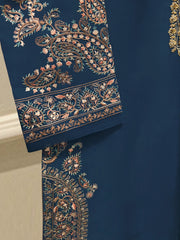 3 Piece-  Pure Embroidered Sheesha Silk Suit S112899