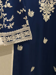 3 Piece - Pure Organza Embroidered Suit S112953