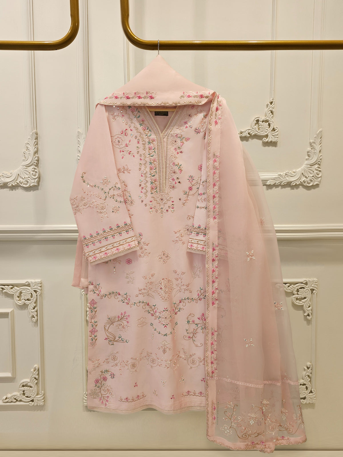 3 Piece- Pure Sheesha Silk Embroidered Suit S112990