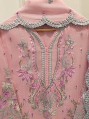3 Piece - Pure Embroidered Cotton Net Suit S112986