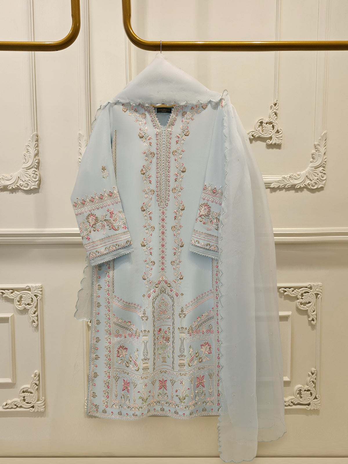 3 Piece - Pure Khaddi Silk Embroidered Suit S113006