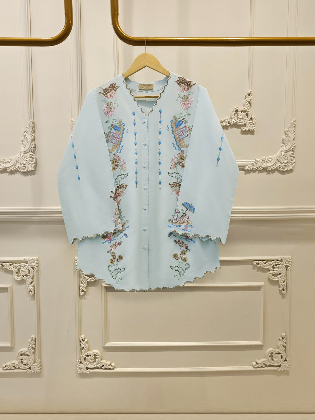 2 Piece - Embroidered Linen Suit WS00225