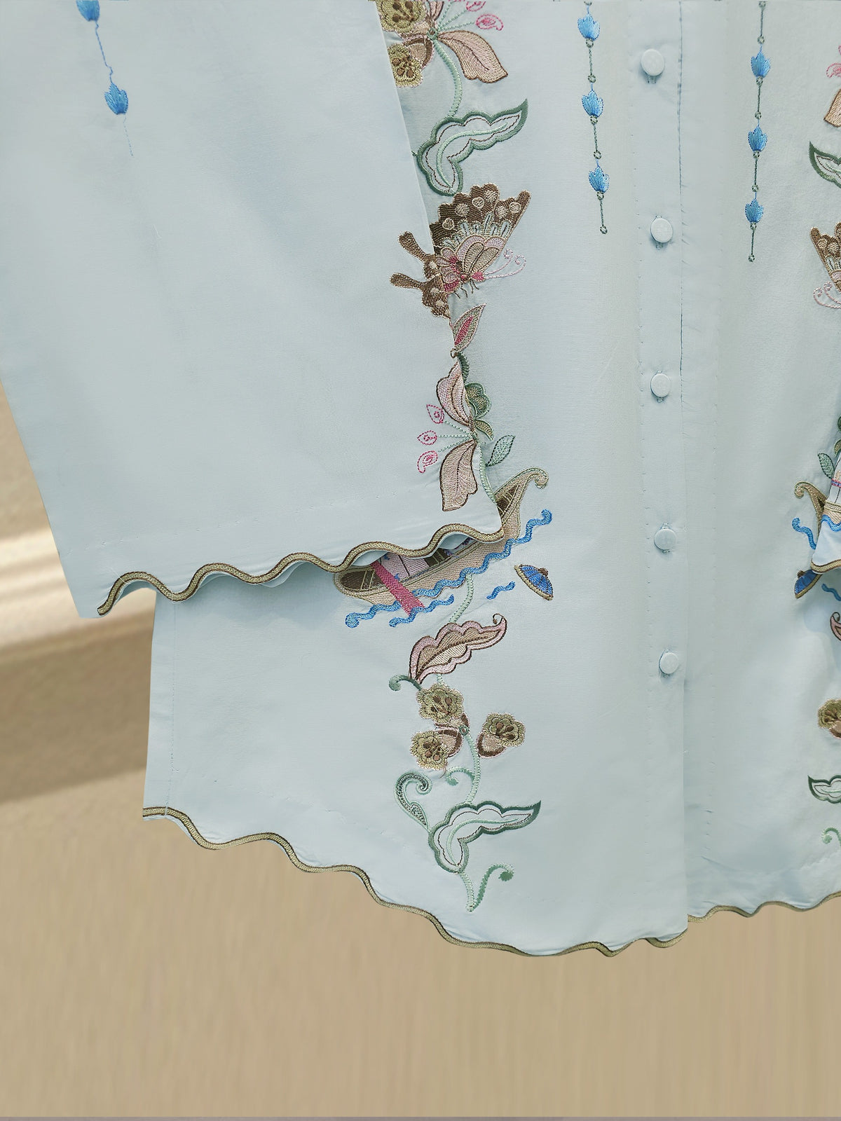 2 Piece - Embroidered Linen Suit WS00225