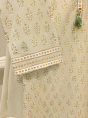 3 Piece - Hand Block Printed Kora Cotton Suit  S113075