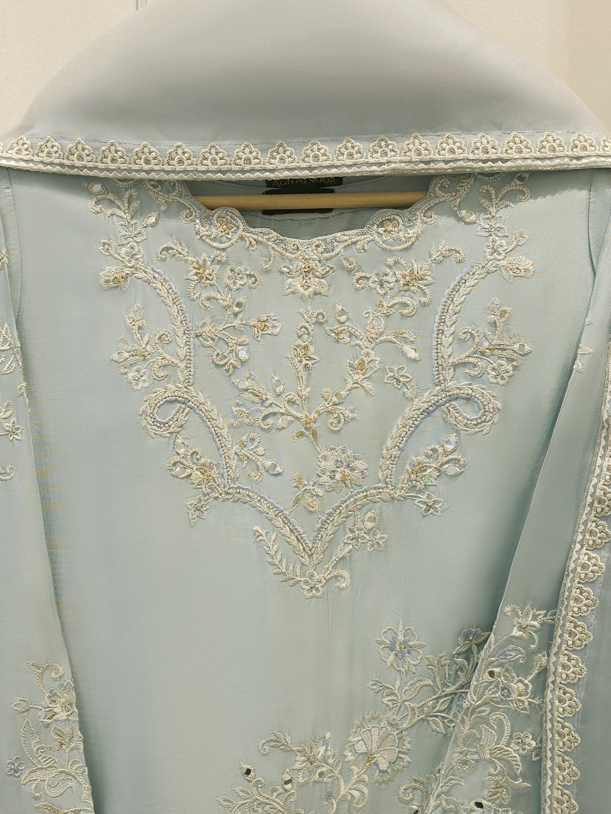 3 Piece- Pure Sheesha Silk Embroidered Suit S113069