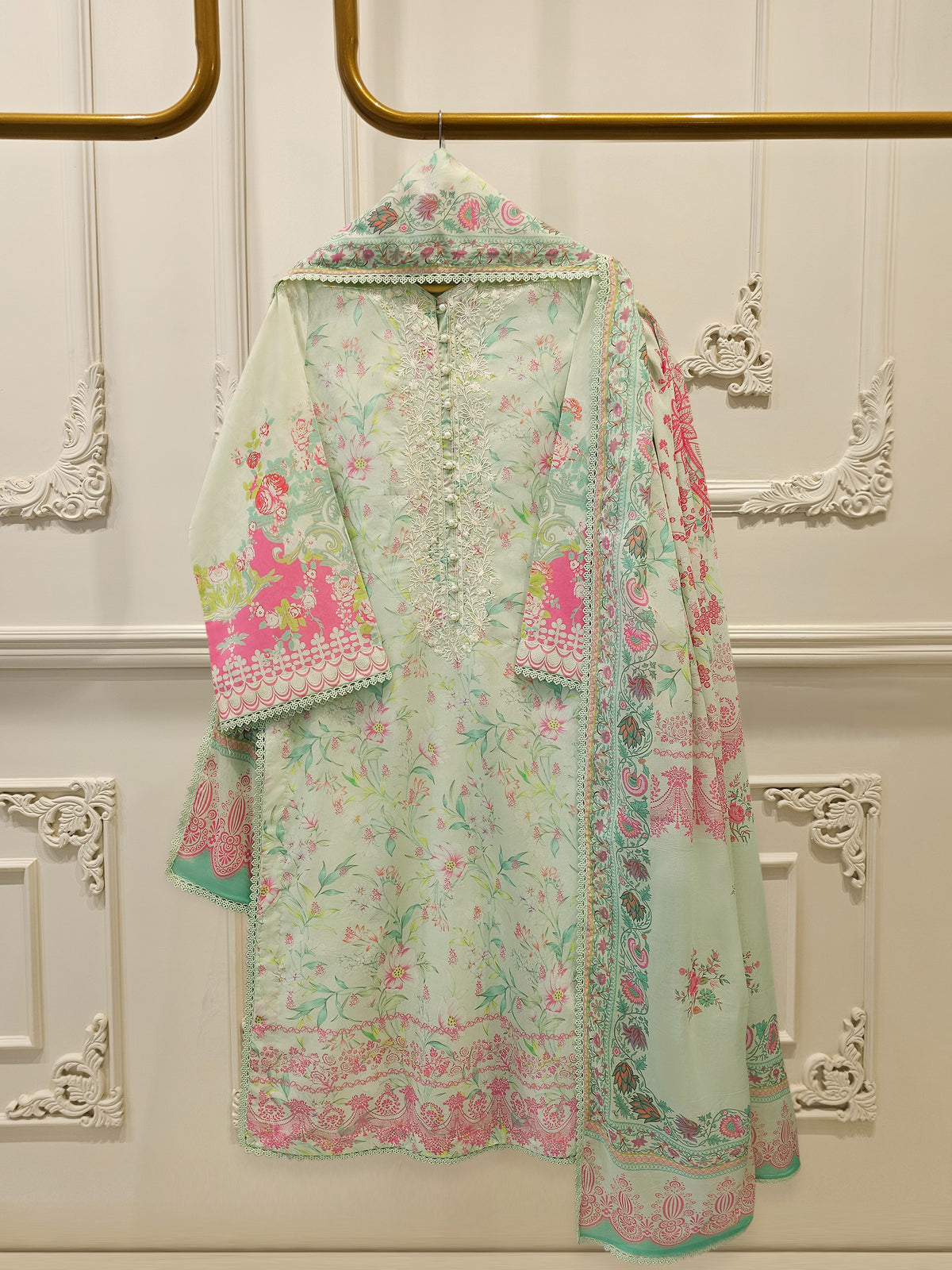 3 Piece - Digital Printed Embroidered  Cambric Suit S113067