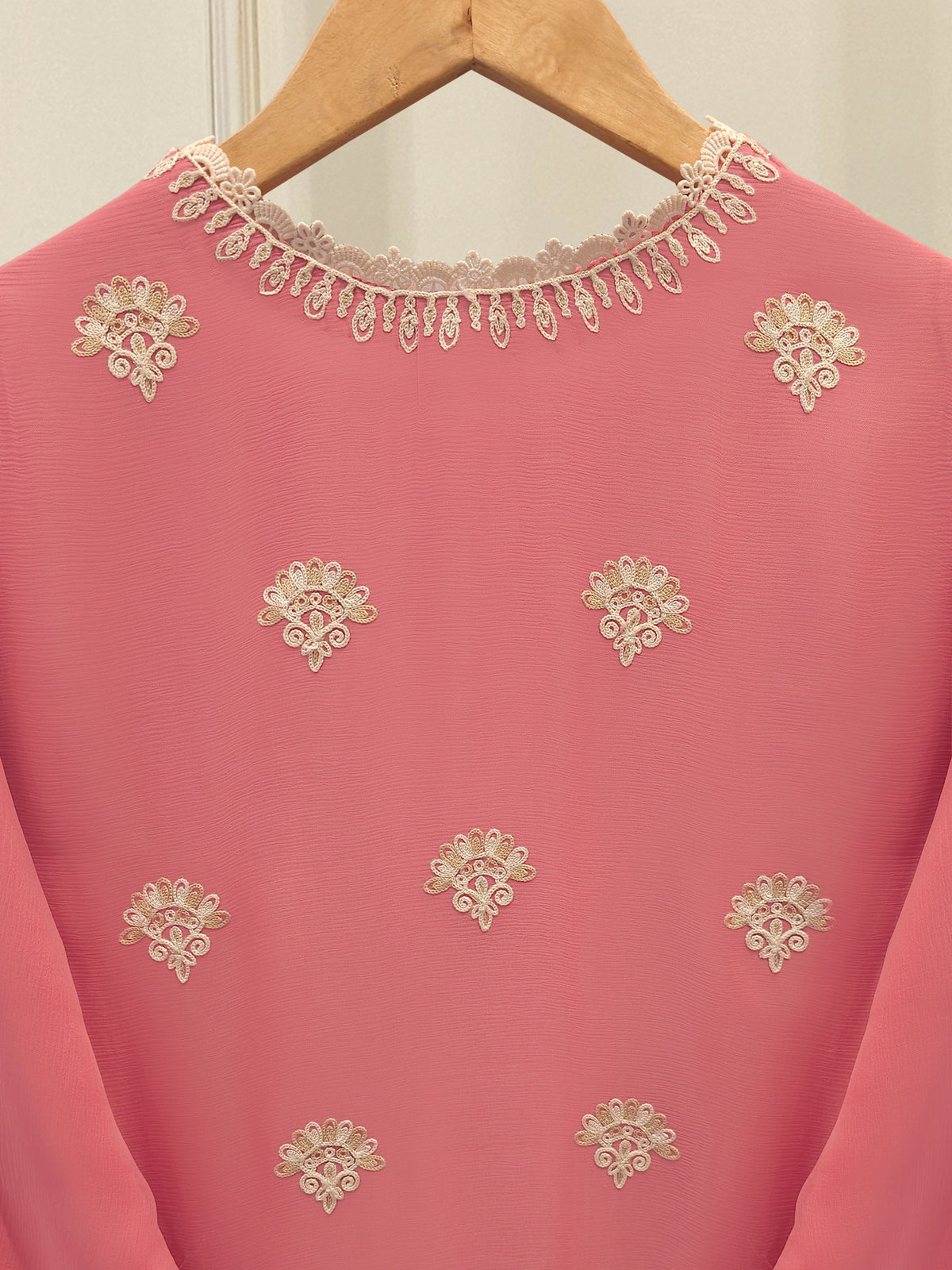 3 Piece - Pure Chiffon Embroidered Suit S113256