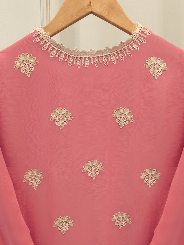 3 Piece - Pure Chiffon Embroidered Suit S113256