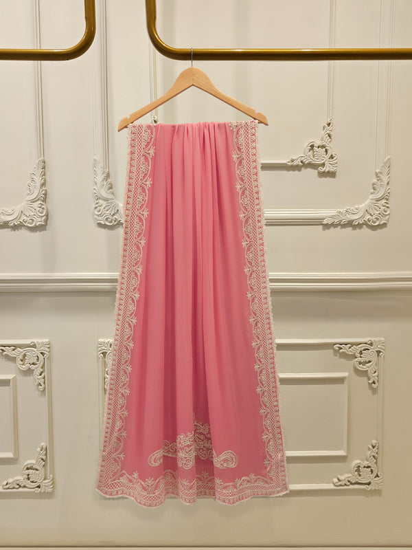 3 Piece - Pure Chiffon Embroidered Suit S113256