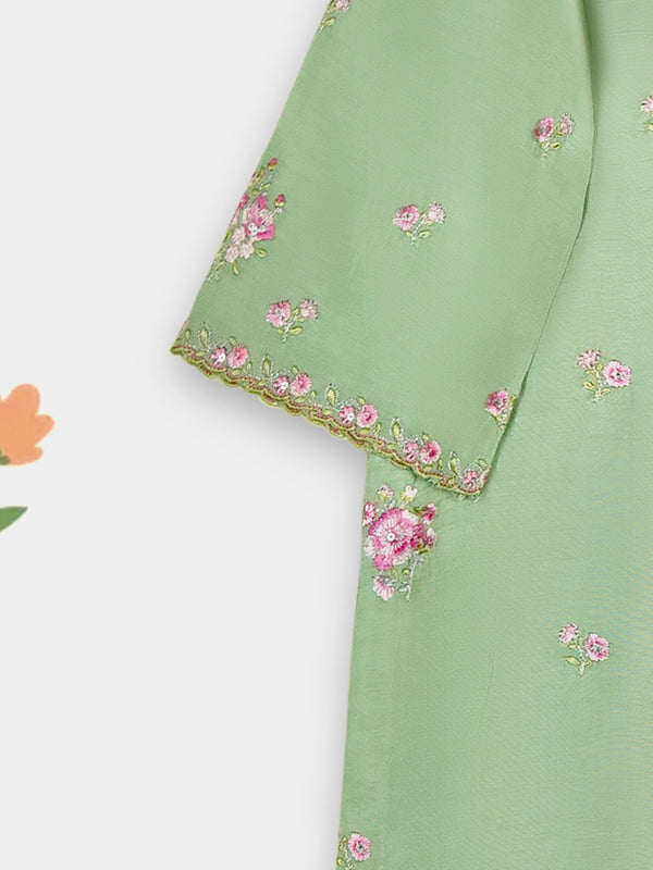 (Kids) 3 Piece - Embroidered Koren Silk Suit FKD073