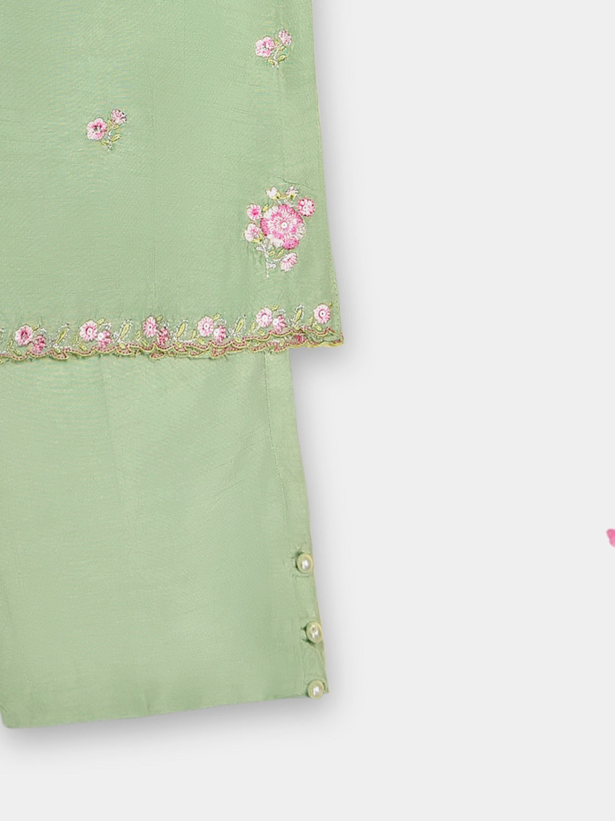 (Kids) 3 Piece - Embroidered Koren Silk Suit FKD073