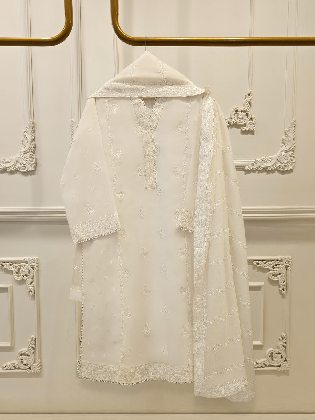(Unstitched) 3 Piece - Pure Embroidered Cotton Net Suit S113611
