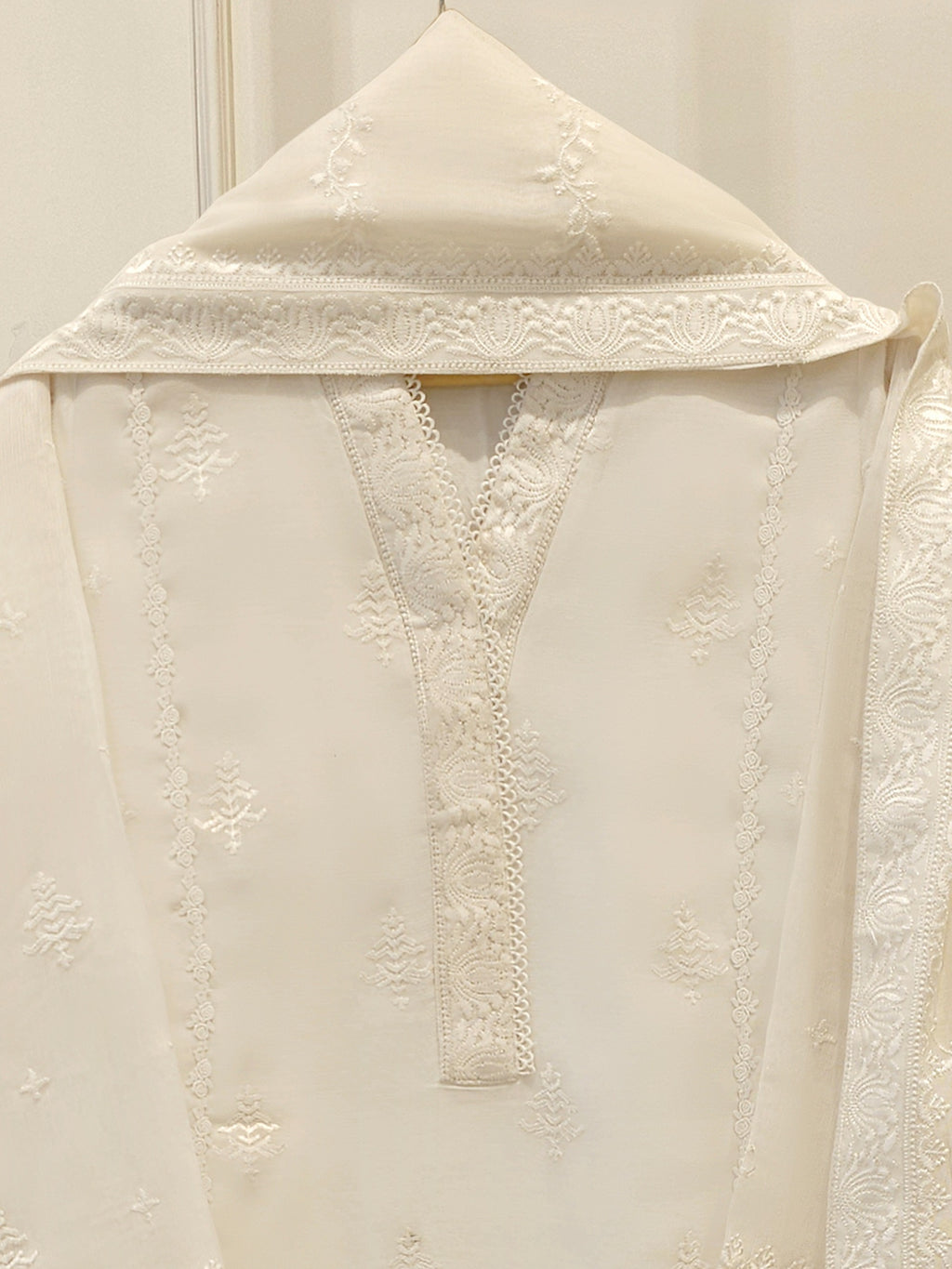 (Unstitched) 3 Piece - Pure Embroidered Cotton Net Suit S113611