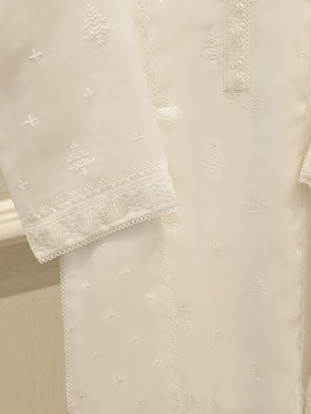 (Unstitched) 3 Piece - Pure Embroidered Cotton Net Suit S113611