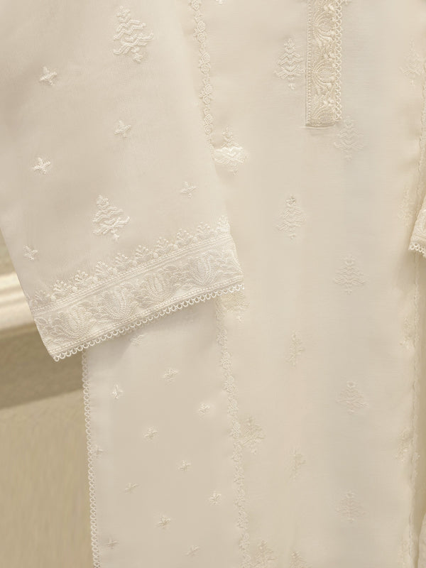 (Unstitched) 3 Piece - Pure Embroidered Cotton Net Suit S113611