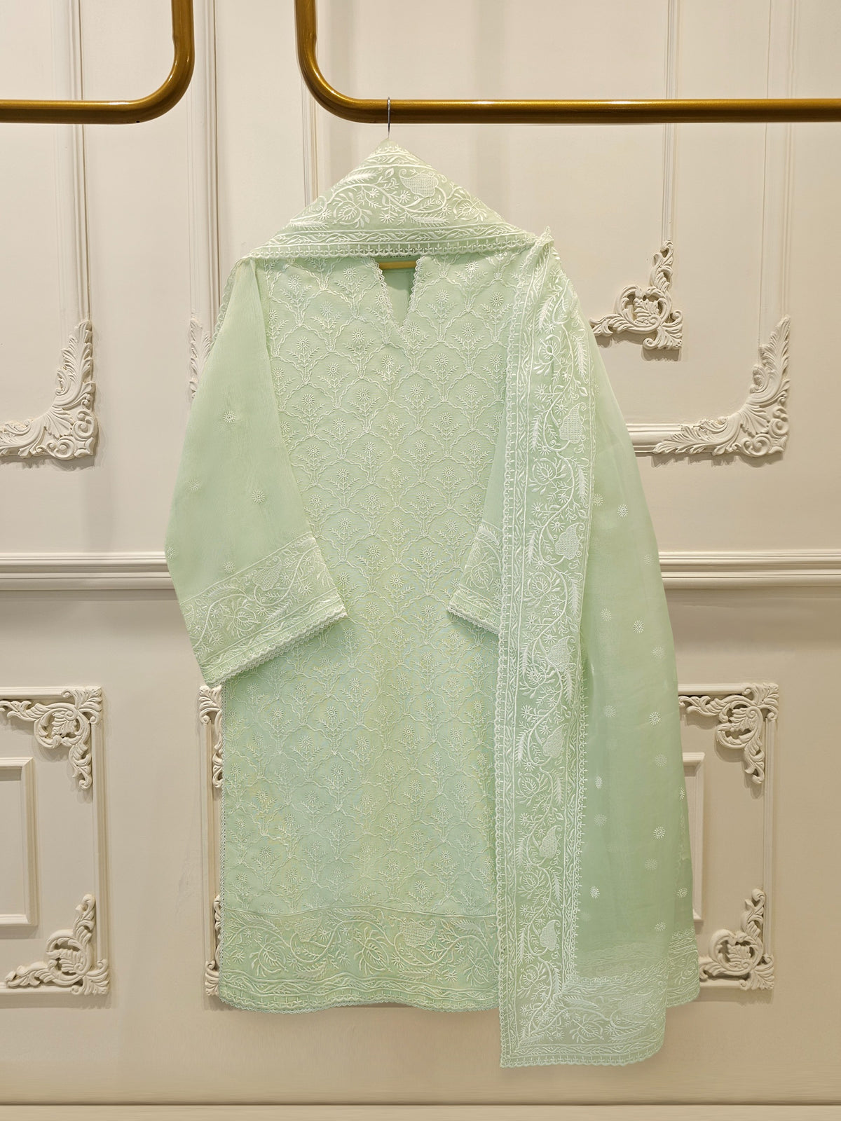 (Unstitched) 3 Piece - Pure Embroidered Cotton Net Suit S113612