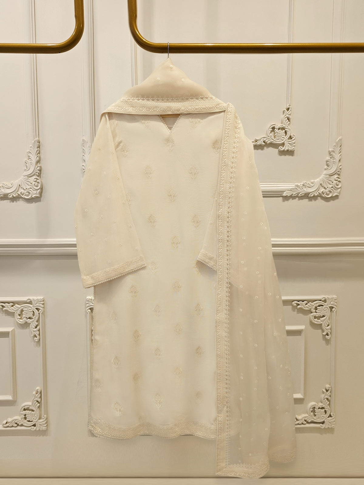 (Unstitched) 3 Piece - Pure Embroidered Cotton Net Suit S113613 Main image