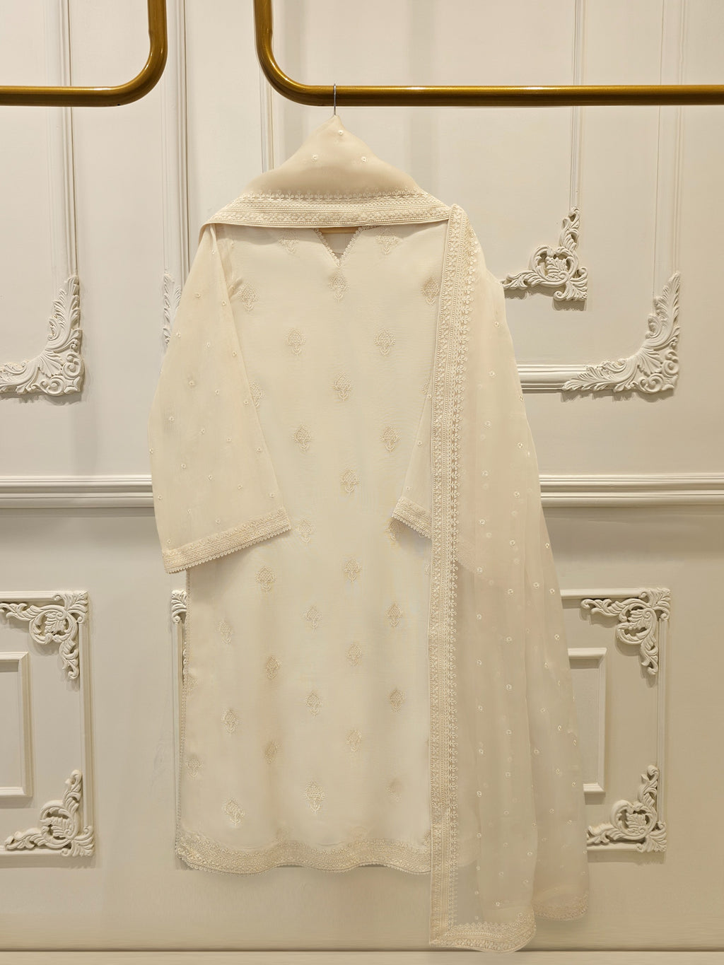 (Unstitched) 3 Piece - Pure Embroidered Cotton Net Suit S113613