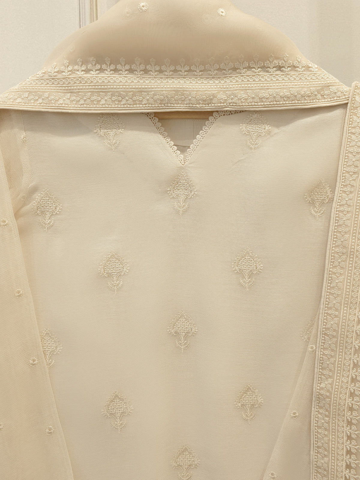 (Unstitched) 3 Piece - Pure Embroidered Cotton Net Suit S113613