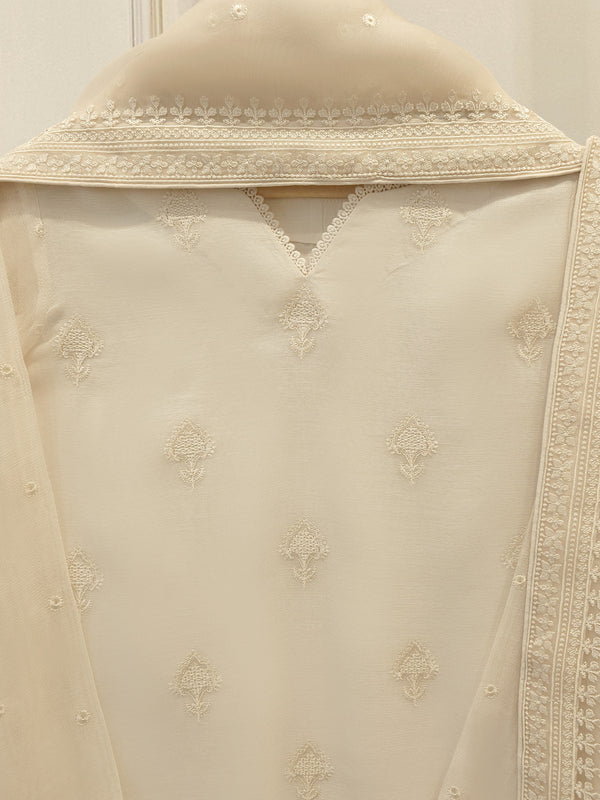 (Unstitched) 3 Piece - Pure Embroidered Cotton Net Suit S113613