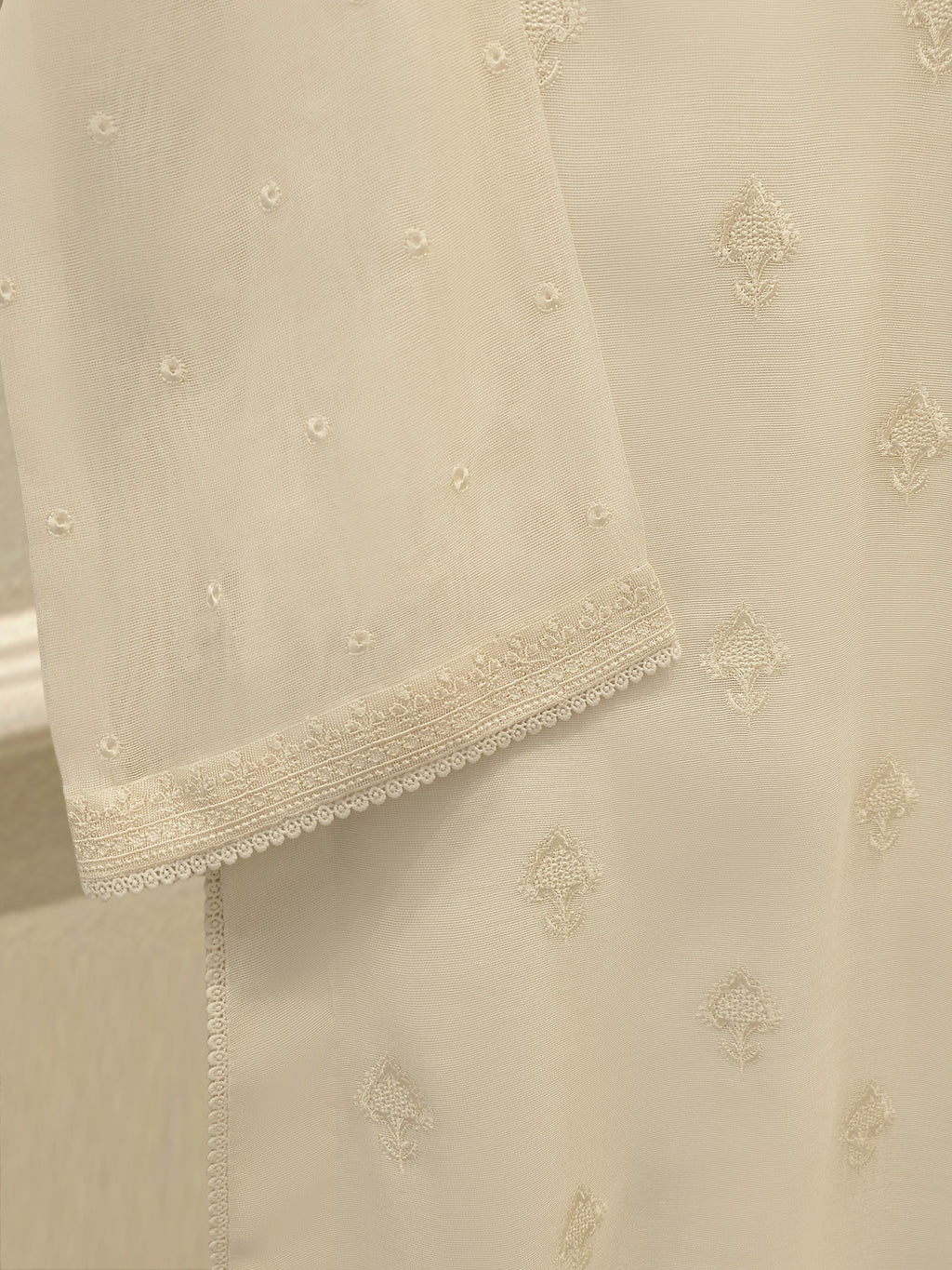 (Unstitched) 3 Piece - Pure Embroidered Cotton Net Suit S113613