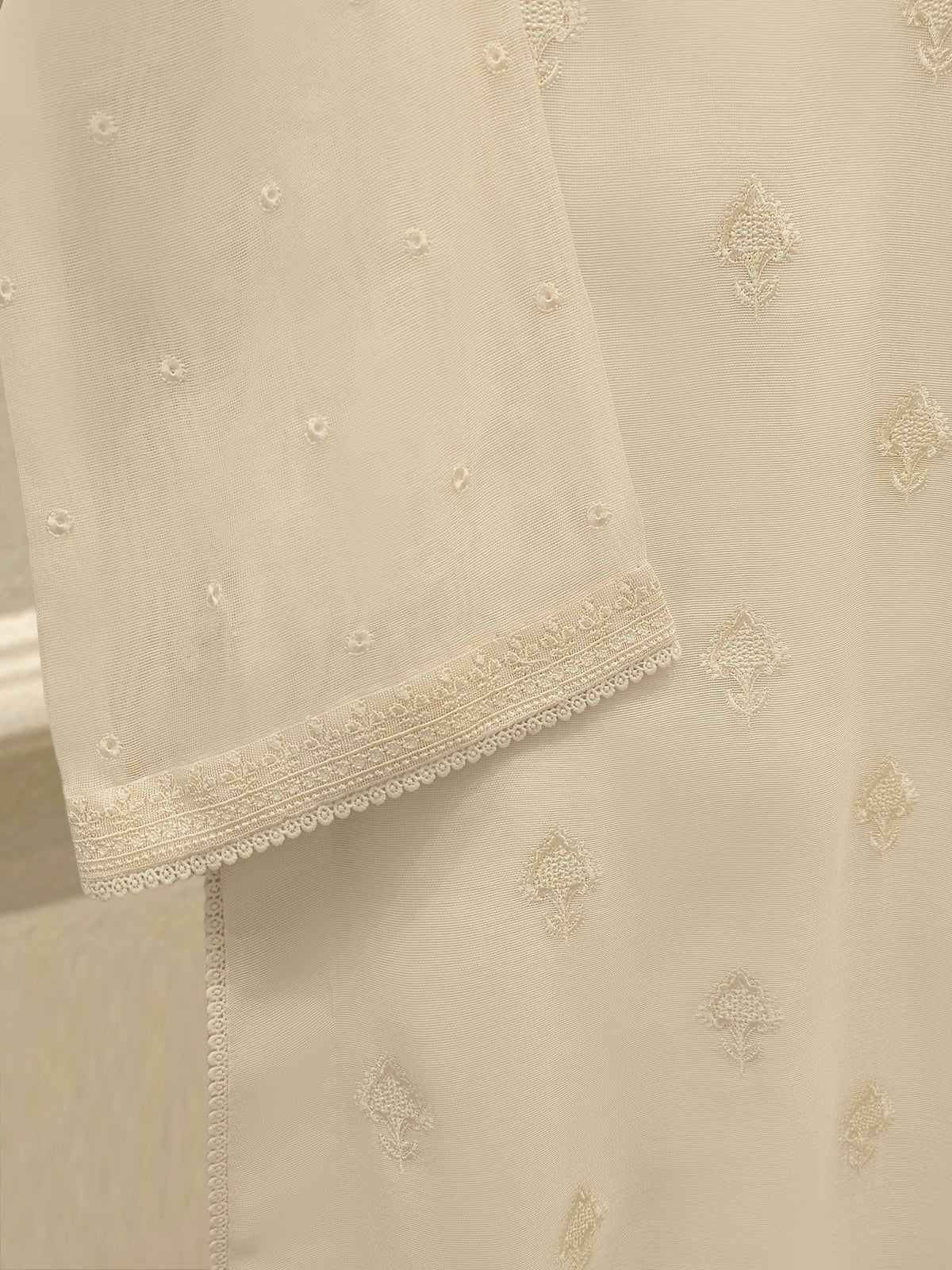 (Unstitched) 3 Piece - Pure Embroidered Cotton Net Suit S113613