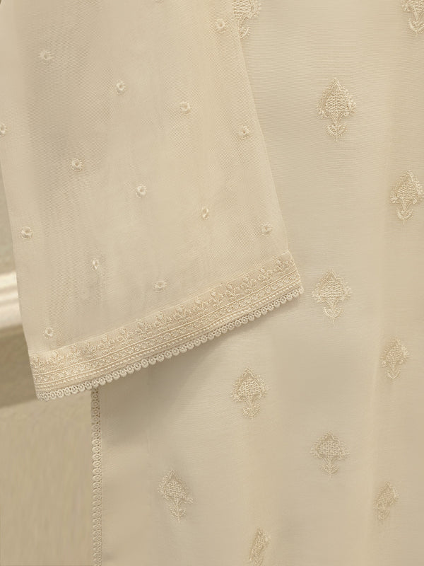 (Unstitched) 3 Piece - Pure Embroidered Cotton Net Suit S113613