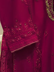 3 Piece- Pure Sheesha Silk Embroidered Suit S113884