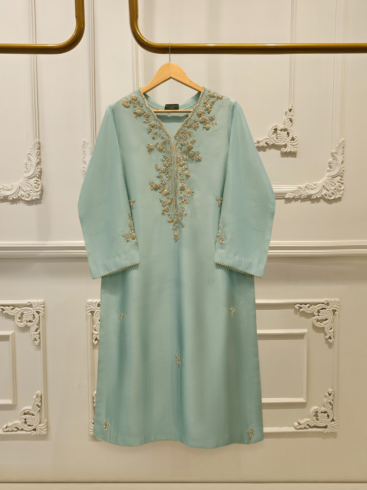 Pure Embroidered Sheesha Silk Shirt S113843