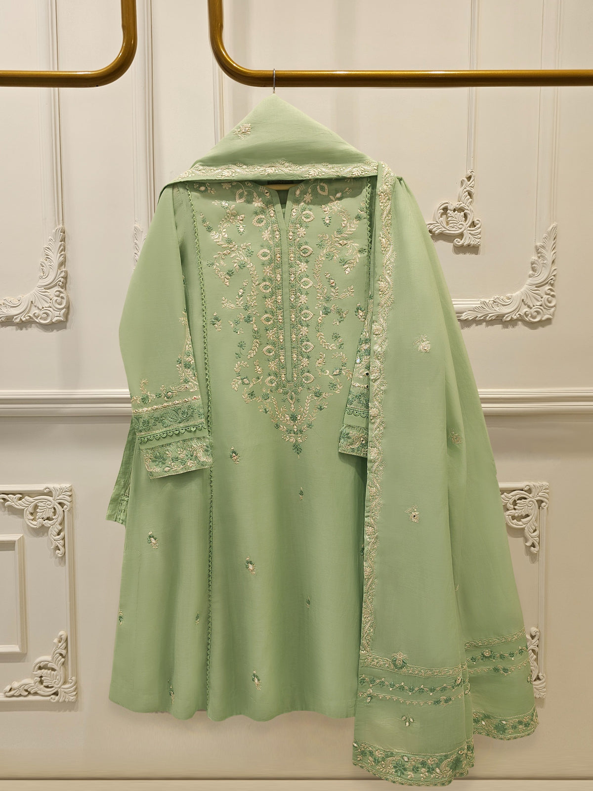 2 Piece - Embroidered Kora Cotton Suit  S113893