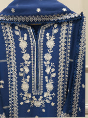 3 Piece - Pure Embroidered Cotton Net Suit S113912