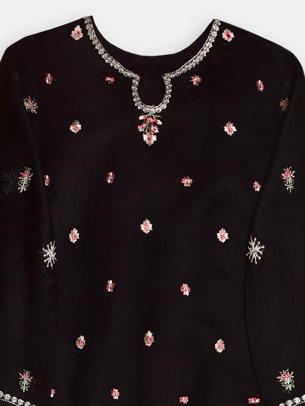 (Kids) 2 Piece - Embroidered Cotton Net Suit KD095