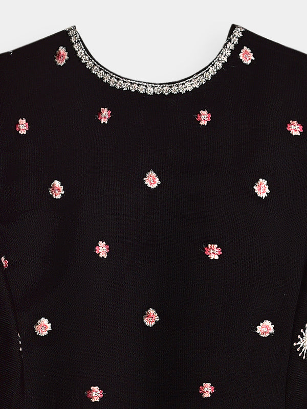 (Kids) 2 Piece - Embroidered Cotton Net Suit KD095