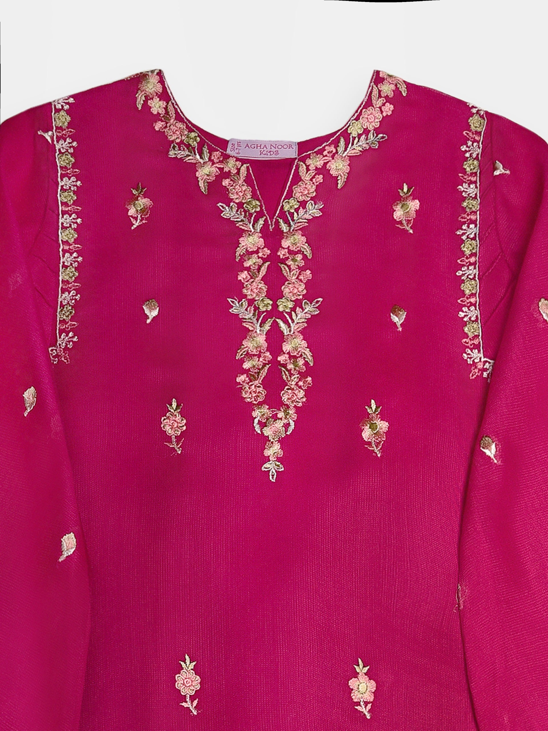 (Kids) 2 Piece - Embroidered Cotton Net Suit KD098 Secondary image