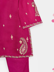 (Kids) 2 Piece - Embroidered Cotton Net Suit KD098