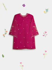 (Kids) 2 Piece - Embroidered Cotton Net Suit KD098