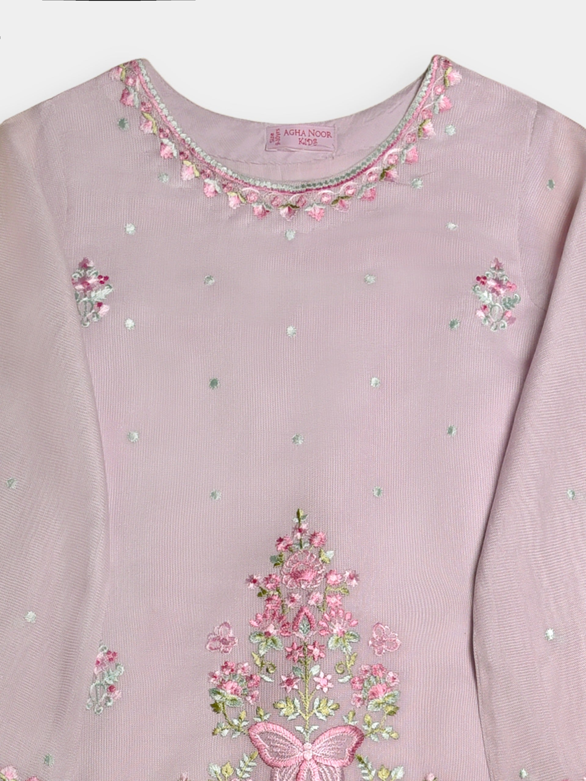 (Kids) 2 Piece - Embroidered Cotton Net Suit KD096 Secondary image