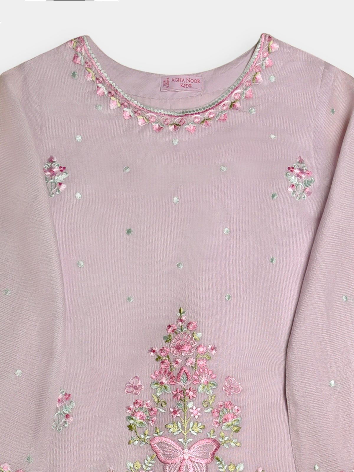 (Kids) 2 Piece - Embroidered Cotton Net Suit KD096