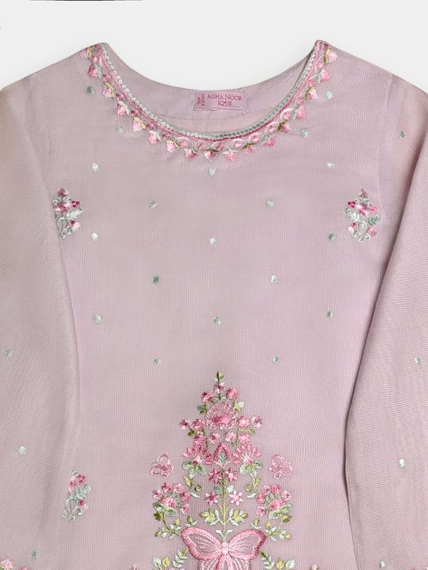 (Kids) 2 Piece - Embroidered Cotton Net Suit KD096