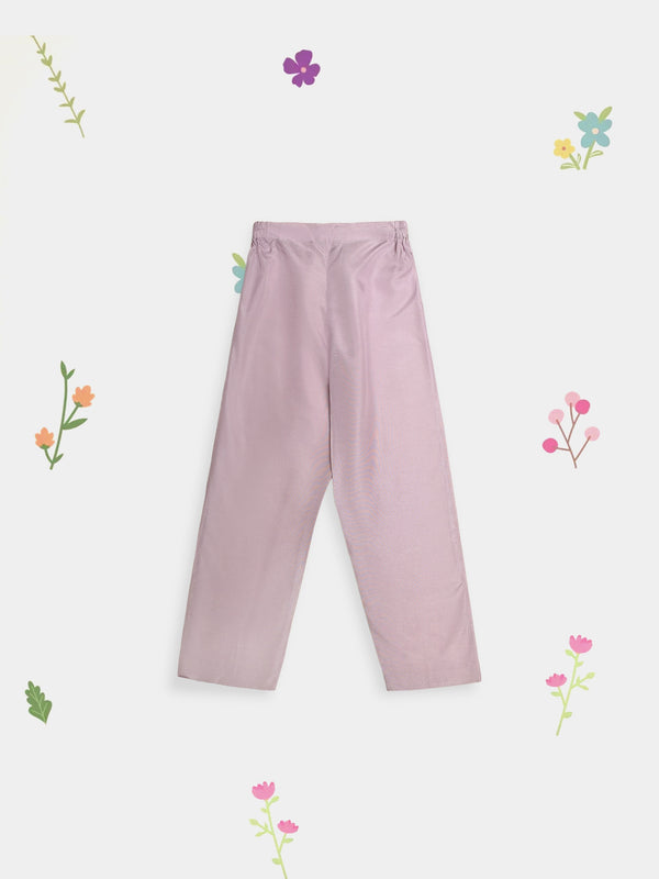 (Kids) 2 Piece - Embroidered Cotton Net Suit KD096