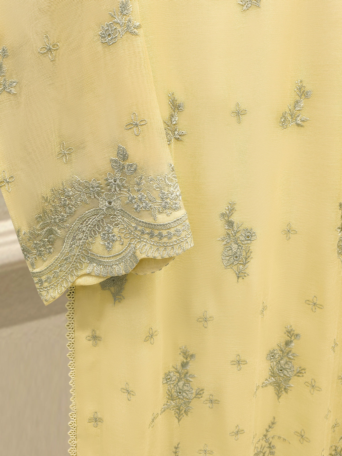 3 Piece - Pure Embroidered Cotton Net Suit S114155
