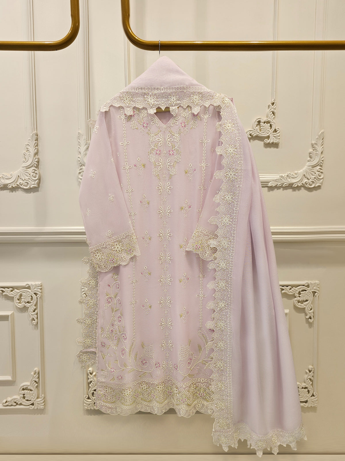 3 Piece - Pure Embroidered Cotton Net Suit S114258 Main image