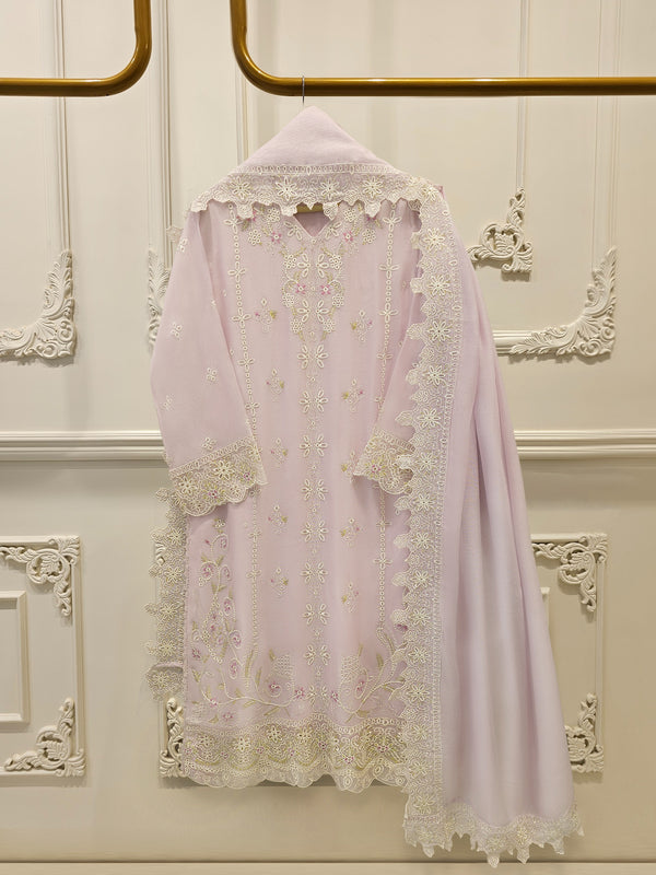 3 Piece - Pure Embroidered Cotton Net Suit S114258